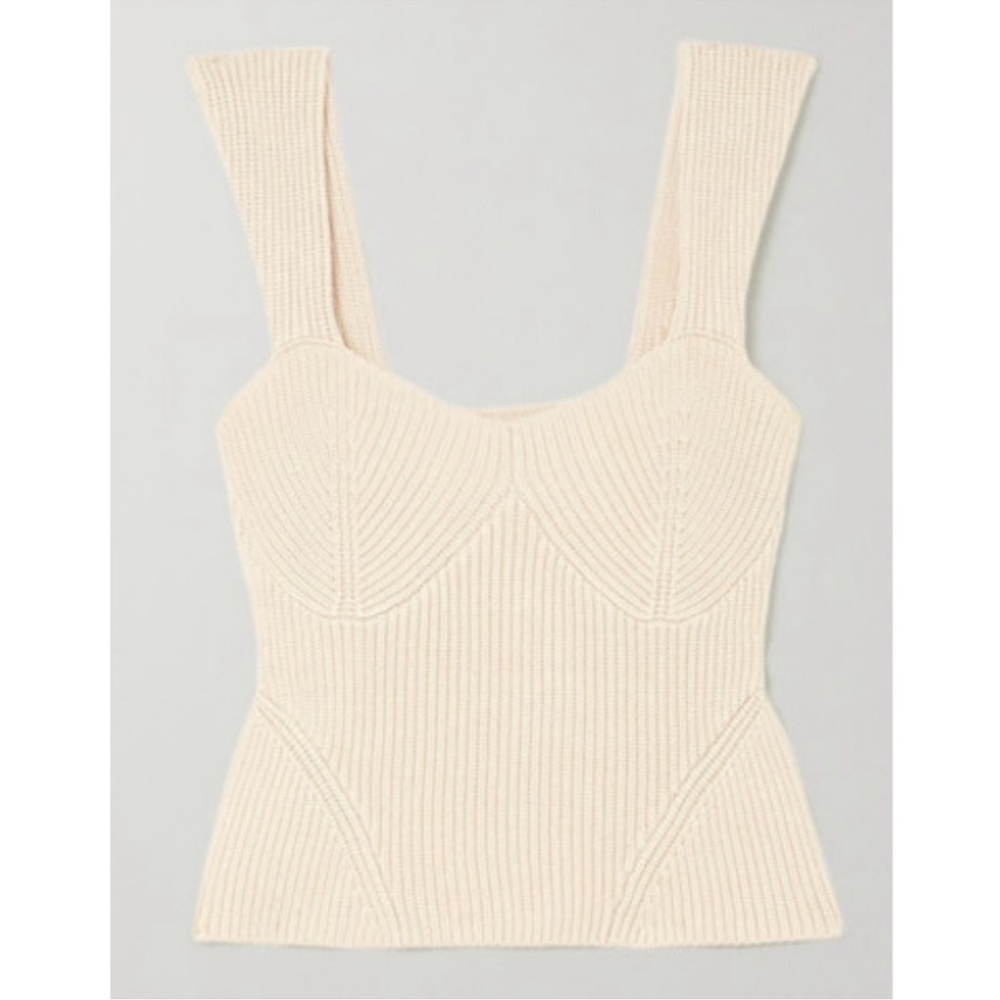 Staud Kira Ribbed Knit Bustier Top